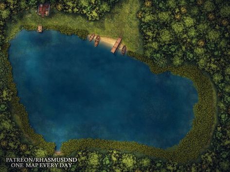 Building Map, Forest Camp, Dnd World Map, Fishing Lake, Fantasy Town, Dnd Classes, Tabletop Rpg Maps, Rpg Maps, Map Background