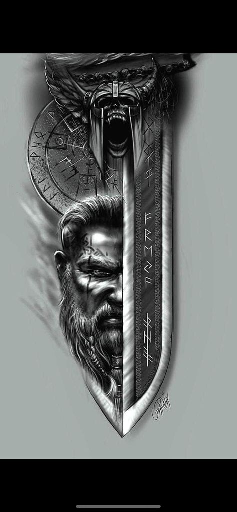 Tyr Norse God Tattoo, Tattoo Men Arm, Viking Tattoos For Men, Thor Tattoo, Us Tattoo, Stammestattoo Designs, Fenrir Tattoo, Viking Warrior Tattoos, Norse Mythology Tattoo