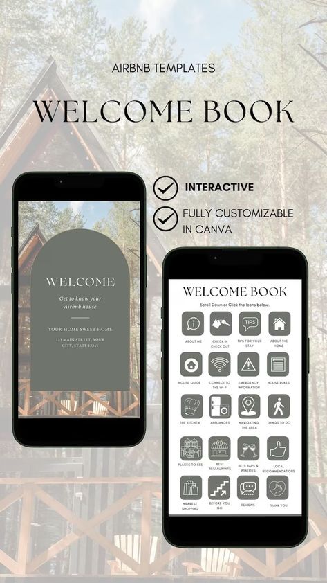 Wood Cabin Airbnb Welcome Book Welcome Guestbook Digital Download Template Airbnb House Manual Canva Welcome Book Instant Download Canva - Etsy UK Airbnb House Manual, Cabin Airbnb, Emergency House, Airbnb Welcome Book Template, Canva Etsy, Airbnb Welcome Book, Wood Cabin, Airbnb House, Mobile App Design Inspiration