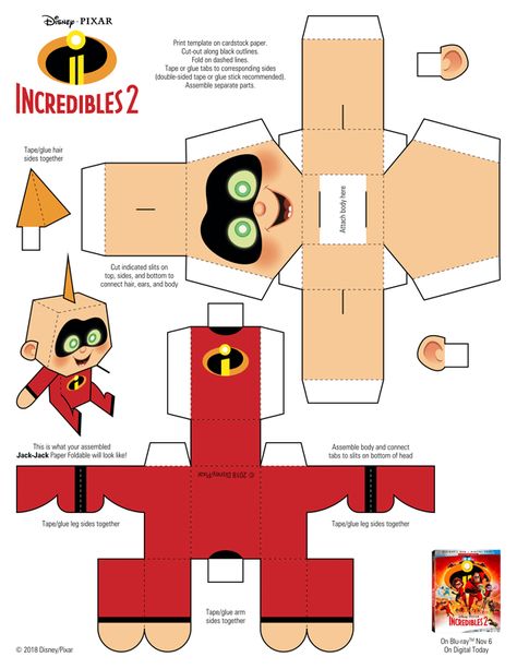 Incredibles 2 – Paper Foldables Paper Foldables, Brittney Lee, Incredibles 2, Disney Home, Pdf Templates, Diy Creative Crafts, Home Entertainment, Diy Creative, Book Crafts