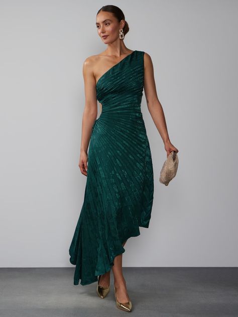 One Shoulder Satin Pleated Asymmetric Dress | New York & Company Cocktail Dress Classy Evening, Short Wedding Guest Dresses, Cocktail Dress For Women, Cocktail Wedding Attire, Black Tie Wedding Guest Dress, Formal Wedding Attire, Cocktail Dress Classy, Trendy Party Dresses, Cocktail Dress Wedding Guest