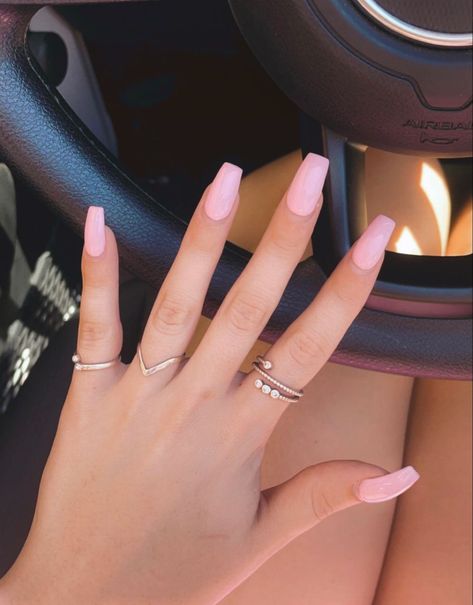 Light Pink Nails Acrylic, Nail Extension Designs, Coffen Nails, Light Pink Acrylic Nails, Acrylic Dip Nails, Diy Nail Art Tutorial, Aesthetic Desserts, Long Coffin Nails, Hoco Nails