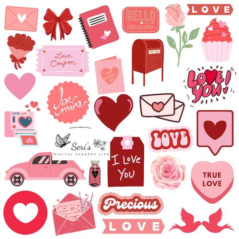 Love Scrapbook Printables, I Love You Printable, Cute Love Stickers Printable, I Love You Stickers, Cute Scrapbook Stickers, Stickers Aesthetic Love, Love Stickers Printables Scrapbooking, Love Scrapbook Stickers, Love Stickers Aesthetic