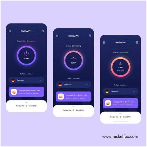 Hello VPN, A Freemium VPN app screens by Nickelfox. Please reach out to contact@nickelfox.com Vpn App, Backend Developer, Data Network, Ios App Development, App Development Services, Best Vpn, Digital Services, Internet Speed, Mobile App Development Companies