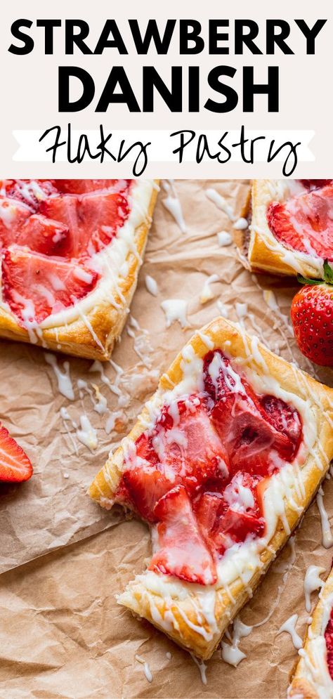 Strawberry Danish, Easy Puff Pastry Desserts, Strawberry Puff Pastry, Puff Pastry Recipes Dessert, Cream Cheese Puff Pastry, Pastries Recipes Dessert, Breakfast Pastry, Puff Pastry Desserts, Cream Cheese Danish