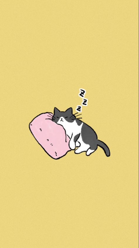 Cute Sleepy Wallpaper, Sleepy Wallpaper Aesthetic, Sleepy Aesthetic Wallpaper, Sleepy Cat Wallpaper, Sleepy Cat Aesthetic, Sleepy Wallpaper, Sleeping Cat Illustration, Sleep Motivation, Cat Illust