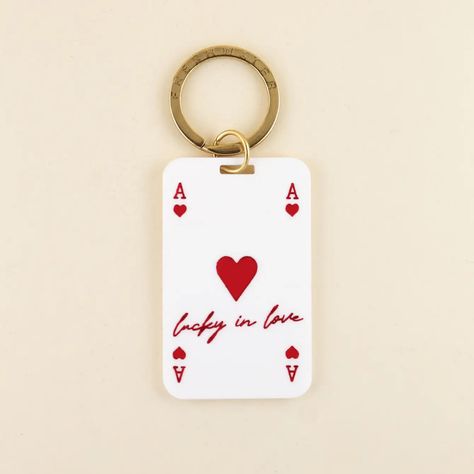 Feeling Lucky?! Play your best hand this Valentine's Day with our Limited Edition Lucky in Love Playing Card Collection. Inspired by a good ol' fashioned deck of cards, (with some personal touches included), this trend-setting collection is a winning hand. Cute Wishlist Ideas, Cute Keychain Ideas, Cardholder Keychain, Boyfriend Girlfriend Gifts, Keychain Charms, Love Keychain, Augusta Ga, Feeling Lucky, Lucky In Love