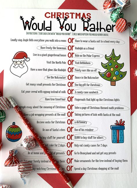 Christmas Would You Rather Adult, Christmas Would You Rather Questions, Would You Rather Christmas, Would You Rather Christmas Questions, Christmas Would You Rather, Free Christmas Games, Planning Christmas, Christmas Questions, Emoji Christmas