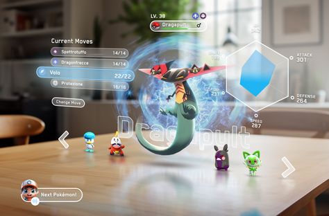 Pokémon Game UI in Mixed Reality Audio Branding, Pokémon Adventures, Augmented Reality Games, Apple Vision Pro, Interactive Web Design, Ar Game, Vr Controller, Popular Pokemon, Vision Pro