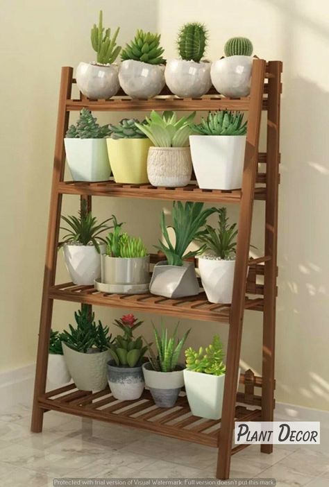 Plant Stand Ideas to Complement Your Plants | Plant stand ideas | Plant stand for balcony | Decor Contemporary Shelving, Garden Plant Stand, Outdoor Garden Planters, Plant Stands Outdoor, Plant Decor Indoor, Interior Design Concepts, Plant Aesthetic, Wooden Shelf, Garden Planter