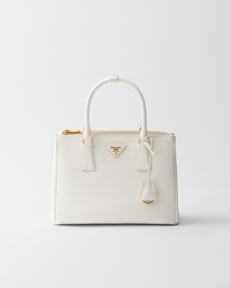 White Medium Prada Galleria Saffiano Leather Bag | PRADA Cute Nails White, White Prada Bag, Prada Galleria Bag, Prada Galleria, Bag Prada, Nails White, Leather Keyring, Powder Blue, Prada Bag