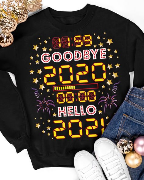 Goodbye 2020 Hello 2021: Happy New Year 2021, #shirts #fashion #tshirts #shirt #tshirt #clothing #mensfashion #style #menswear #hoodies Flag Dress, New Years Shirts, Happy New Year Wishes, Funny Xmas, Animal Tshirt, Long Hoodie, Kids Hoodie, Happy New, Happy New Year