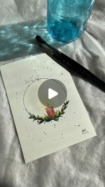 Dorothee on Instagram: "Light a light . . . #light #christmas #christmasspirit #candle #watercolorpainting #simple #littlethings #peaceful #relax #relaxing #thelight #candlelight #lightalight #watercolorart #aquarelle #aquarellmalerei #silverbrushblackvelvet #davincibrushes #schmincke_official" Watercolor Lantern Tutorial, Christmas Candle Watercolor, Watercolor Christmas Lights, Watercolor Candle, Candle Watercolor, Watercolor Candles, Instagram Light, Watercolor Winter, Painted Candles