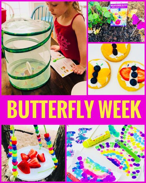 Butterfly Week Crafts and Activities for Kids - Fun theme for summer camp! Montessori, Butterfly Themed Activities For Preschool, Butterfly Theme For Preschool, Butterflies For Kindergarten, Pre K Butterfly Activities, Montessori Butterfly Activities, Butterfly Unit Preschool, Butterfly Week Preschool, Butterfly Lessons For Kindergarten