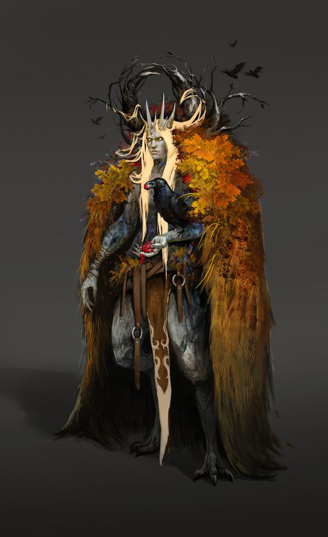 ArtStation - King of the autumn forest, Kaines Elande 다크 판타지, Manama, Dungeons And Dragons Characters, Dnd Art, Fantasy Monster, Creature Concept Art, Arte Fantasy, Autumn Forest, Fantasy Rpg