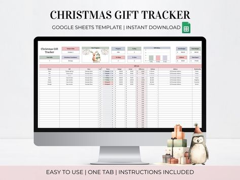 Christmas Gift Tracker Google Sheets Template, Christmas Gift Planning Spreadsheet, Digital Holiday Gift Planner, Christmas Budget Template by TheDigitalPuffin on Etsy Messy Notes, Christmas Gift Tracker, Christmas Gift Planner, Spreadsheet Design, Christmas Budget, Gift Planner, Gift Tracker, Template Christmas, Christmas Gift List