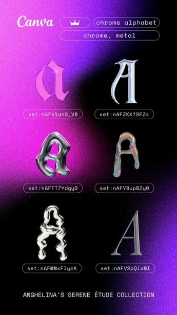 Chrome Alphabet, Andrea Barber, 3d Tipografi, Tipografi 3d, Graphic Shapes Design, Keyword Elements Canva, Desain Buklet, Canva Elements Keyword, Graphic Design Tutorials Learning