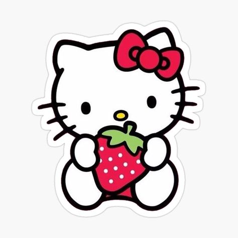 Cute strawberry character sticker. Perfect for your planner, journal, or laptop. #ootd #kawaii . #Hello_Kitty_Topper_Printable #Hello_Kitten #Hello_Kitty_Printables #Cute_Laptop_Stickers Hello Kitty Topper Printable, 2000s Stickers, Strawberry Character, Strawberry Sticker, Hello Kitten, Hello Kitty Imagenes, Images Hello Kitty, Hello Kitty Printables, Hello Kitty Aesthetic