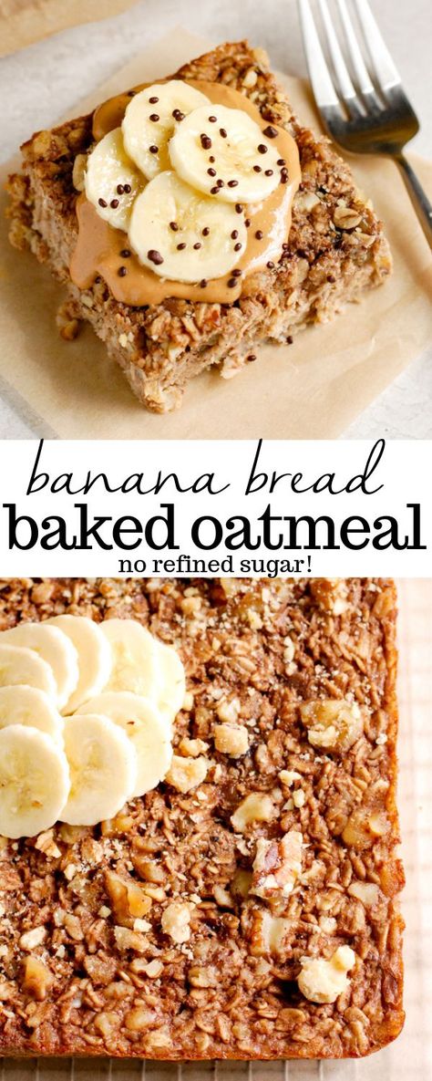 Erin Lives Whole, Banana Bread Baked Oatmeal, Baked Oatmeal Recipe, Recipe Banana, Baked Oatmeal Recipes, Oatmeal Recipe, Healthy Banana Bread, Healthy Banana, Ripe Bananas