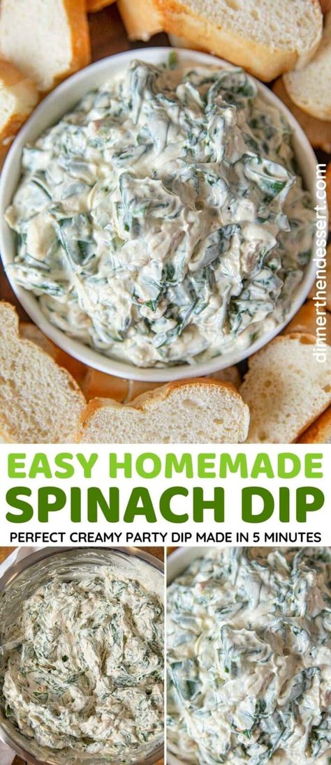 Spinach Dip Recipe Easy, Fresh Spinach Dip, Spinach Dip Cold, Homemade Spinach Dip, Easy Spinach Dip, Breakfast Spinach, Knorr Spinach Dip, Dip Appetizers, Spinach Dip Easy