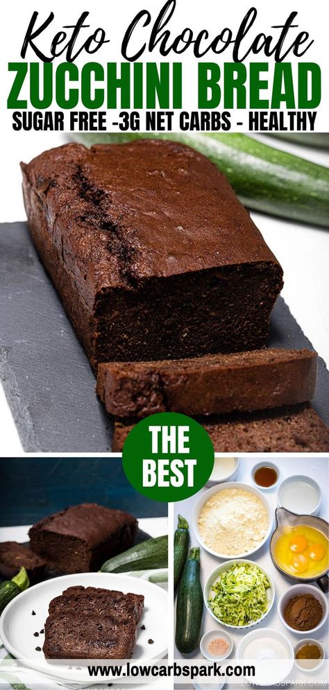 Keto Zuchini Baking Recipes, Keto Chocolate Zucchini Bread, Low Carb Zucchini Bread, Dolce Poche Calorie, Zucchini Recipes Dessert, Simply Food, Keto Cakes, Dessert Breads, Keto Zucchini