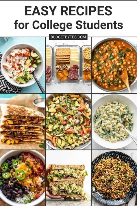 I’ve put together this list of 30 Easy Recipes for College Students to help you get through the semester without coming out the other side feeling like a casualty!! Pop over to our site for some recipe inspiration! | dinner recipes | breakfast ideas | meal prep recipes | budget recipes | College Supper Ideas, Easy Healthy Meals For College Students Budget, Healthy Easy Meals College Students, University Cooking Easy Recipes, Recipes For Students College Meals, Cheap Healthy Meals Breakfast, East College Recipes, Easy Breakfast Ideas College, Breakfast Ideas College Students