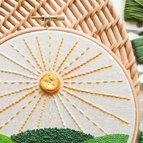 Sun Embroidery Pattern, Sunrise Embroidery Pattern, Sunshine Embroidery Pattern, Sunshine Embroidery Design, Maternity Embroidery, Sunshine Cross Stitch, Sun Cross Stitch, Sunshine Embroidery, Embroidery Rainbow