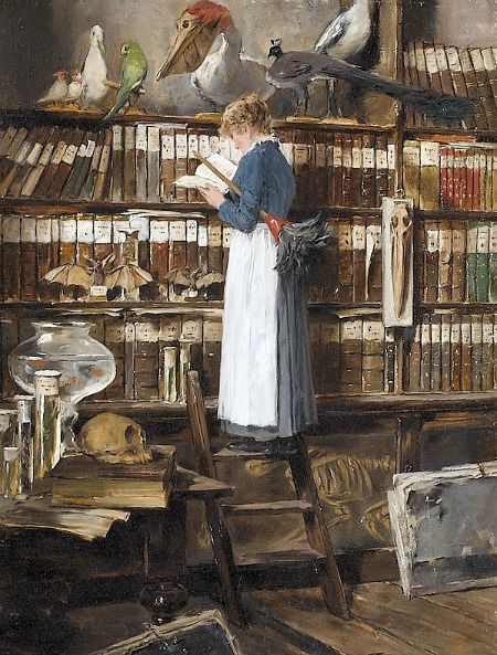 Maid Reading in a Library by Edouard John Mentha Digital Museum, Moment In Time, Woman Reading, Art Academy, Banksy, Figure Painting, This Moment, Bookstore, In Time