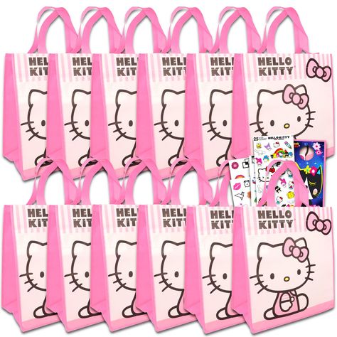 PRICES MAY VARY. Hello Kitty Party Favor Bags - Hello Kitty Party Supplies Bundle Includes 12 Hello Kitty Reusable Tote Bags and 12 Temporary Tattoo Sheets Plus Stickers and Door Hanger | Hello Kitty Party Favors. This Hello Kitty party favors set includes 12 durable reusable tote bags with handles. Each tote bag features colorful artwork of your favorite character, Hello Kitty. Sure to delight kids of all ages, these Hello Kitty tote bags are great as party favors, party supplies, goodie bag fi Hello Kitty Goodie Bags, Kitty Party Favors, Hello Kitty Party Ideas, Hello Kitty Favors, Hello Kitty Party Favors, Hello Kitty Party Supplies, Tattoo Sheets, Party Favor Bag, Party Giveaways