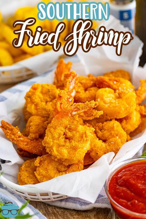 A basket of Southern Fried Shrimp. Batter For Fried Shrimp, Southern Fried Shrimp, Crock Pot Shrimp, Fried Shrimp Recipes, Delicious Seafood Recipes, Turkey Wings, Country Cook, Shrimp Seasoning, Cook Recipes