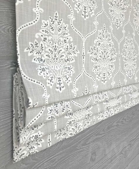 Patterned Roman Shades, Faux Roman Shade Valance, Kitchen Shades, Roman Shade Valance, Faux Roman Shades, Flat Roman Shade, Roman Shade, Curtains Window, French Grey