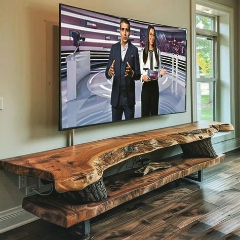 Rustic Tv Stand Ideas, Rustic Entertainment Center Ideas, Rustic Tv Unit, Farm Cabin, Creative Coffee Table, Wood Planer, Wall Tv Unit Design, Tv Unit Design, Media Unit