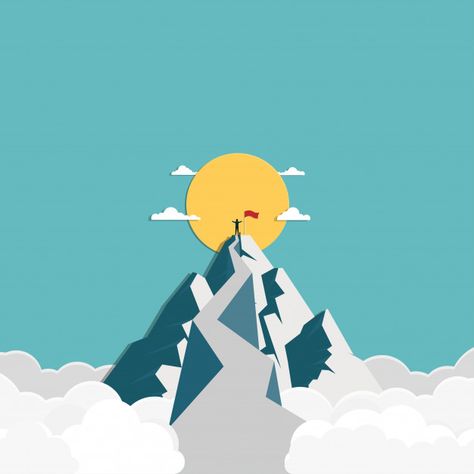 Success businessman stands on top of the... | Premium Vector #Freepik #vector #mountain Mountain Top Illustration, Success Illustration Art, Mountain Illustration Design, Motivational Paintings, Success Illustration, Adventure Illustration, Golf Logo Design, Mountains Illustration, Top Of Mountain