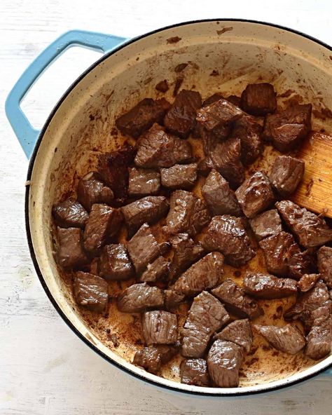 Braised Beef Cubes with Garlic - Cook Like Czechs Beef Stewing Cubes Recipes, Beef Chuck Cubes Recipes, Beef Cubes Recipe Dinners, What To Make With Beef, Beef Cube Recipes, Beef Cubes Recipe, Beef Stew Recipe Oven, Mulligan Stew, Italian Seasoning Recipe