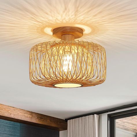 Bohemian Ceiling Light, Boho Light Fixtures, Rattan Flush Mount, Chandelier Flush Mount, Boho Light Fixture, Farmhouse Hallway, Light Fixtures Ceiling, Rattan Light Fixture, Boho Lamp