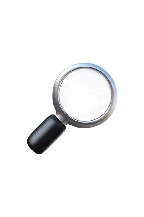 The 🔎 Magnifying Glass Tilted Right emoji depicts a magnifying glass with a black handle and a silver frame. The glass lens is tilted to the right at an angle, with a black circle in the center representing the area being magnified. The overall appearance of the emoji is sleek and professional, with a simple yet effective design. Magnifying Glass Aesthetic, Magnifying Glass Png, Magnifying Glass Icon, Apple Emojis, Ipad Layout, Iphone Emoji, Emoji Iphone, Icon Emoji, Magnifying Lens