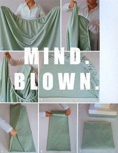 Spring cleaning tip: What you've always wondered... How to fold a fitted sheet!! Folding Fitted Sheets, How To Fold, Handy Dandy, Naha, Décor Diy, Linen Closet, Diy Cleaning Products, Diy Bed, Cleaning Organizing