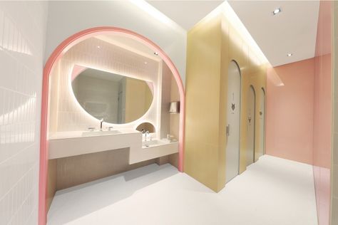 » Homeland – Children themed sales center by Karv one, Hefei – China Public Bathroom Design, Public Restroom Design, Public Bathroom, Kids Toilet, Modern White Bathroom, Restroom Design, Public Bathrooms, Washroom Design, Bathroom Design Ideas