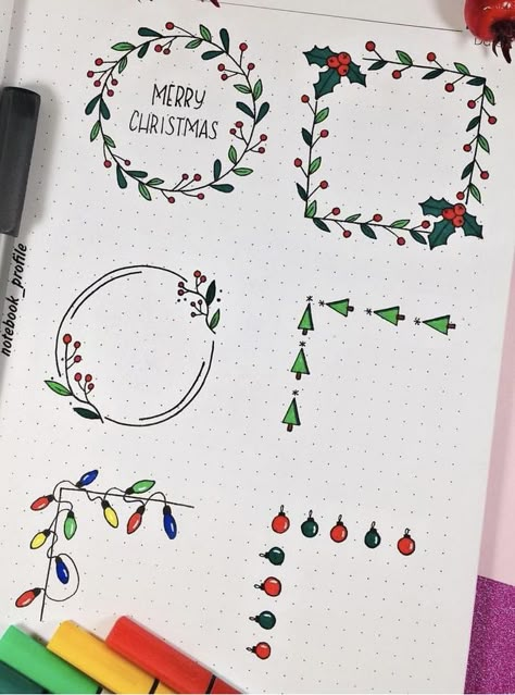 Bujo Christmas Doodles, Home Made Calendar Ideas, November Bujo Theme Ideas, Christmas Journal Aesthetic, Christmas Boarder Ideas, Easy Christmas Card Drawings, Doodle Noel, Holiday Doodles Christmas, Aesthetic Christmas Drawings