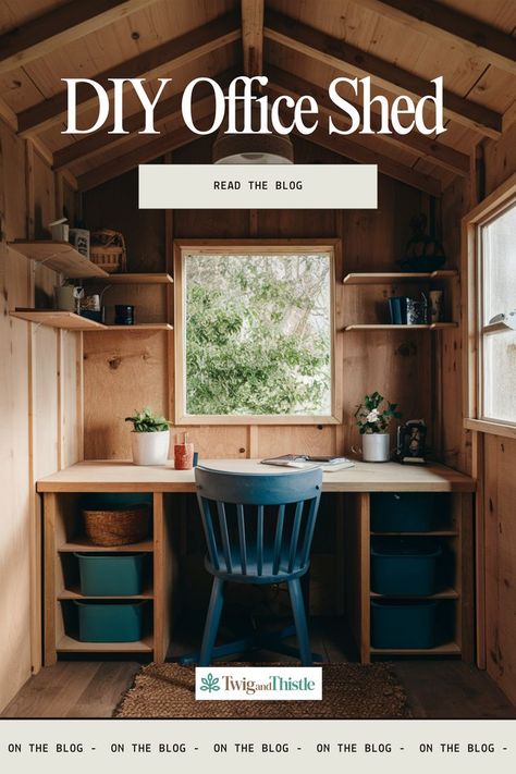 Build Your Own Office Shed Office In Shed, Tiny Shed Office, Diy Office Shed, Shed To Office Conversion, She Shed Office Work Spaces, Garage Office Ideas, Shed Home Office Ideas, Kevin Office, Shed Office Interior