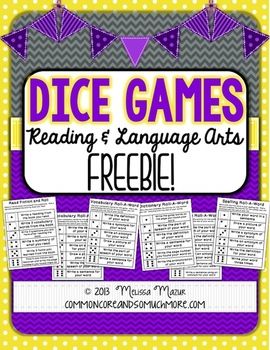 Dice Games - Reading and Language Arts - Freebie! Dice Games For Kids, Word Dictionary, Free Games For Kids, Language Art Activities, Language Arts Elementary, 5th Grade Reading, 4th Grade Reading, 3rd Grade Reading, Teaching Ela