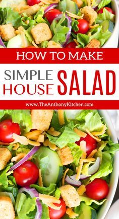 Easy Salad Recipes Lettuce, Garden Salad Recipe, Salad Mixes, Lettuce Salad Recipes, Salads For A Crowd, Side Salad Recipes, Green Salad Recipes, Salad Salad, Simple Salad