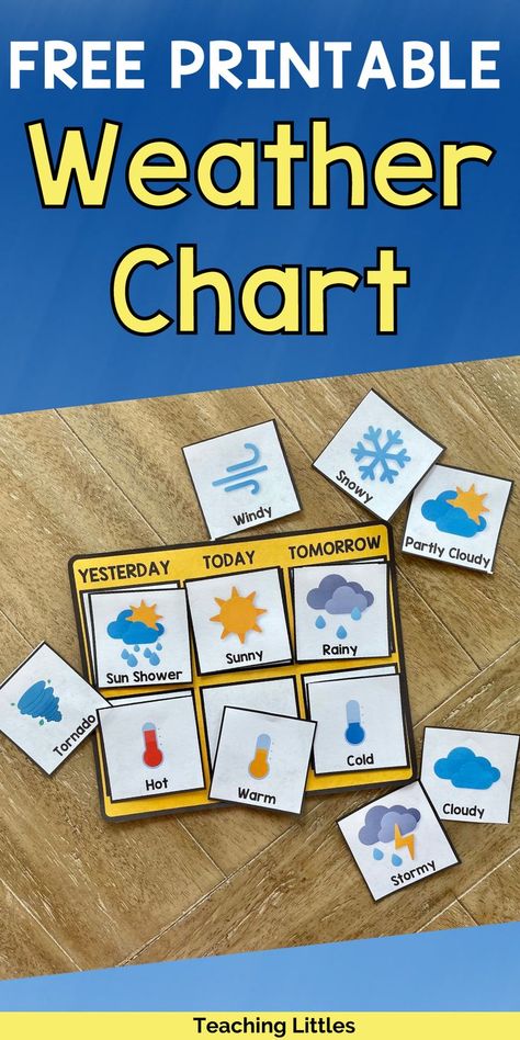 Montessori, Free Weather Chart Printable, Weather Calendar Preschool, Weather Centers Kindergarten, Weather Matching Game Free Printable, Free Printable Weather Chart Preschool, Classroom Weather Chart, Weather Pictures For Kids Free Printable, Weather Cards Free Printable