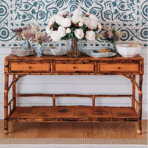 Consoles & Accent Tables – Society Social Tortoise Shell Decor, Vintage Rattan Furniture, Rustic Entryway Table, British Asian, Society Social, Bamboo Furniture, Shell Decor, Antique Inspiration, Rattan Furniture