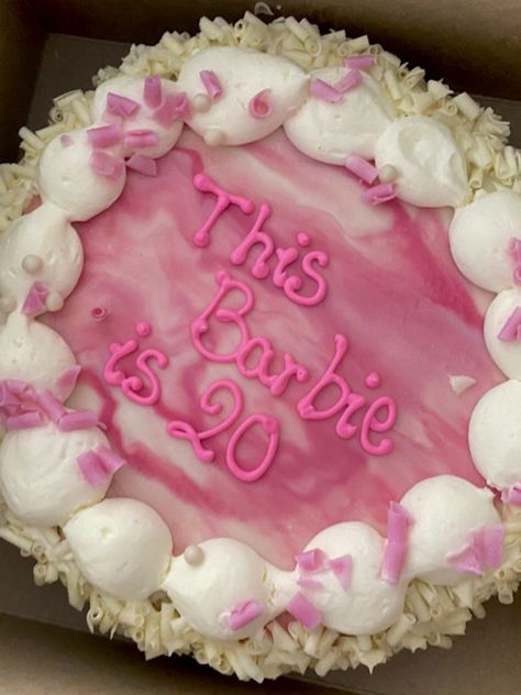 Barbie Themed 20th Birthday Party, Barbie Outfits Birthday, Barbie 20th Birthday Party, Barbie Cake For Women, Barbiecore Birthday Party, 20 Years Old Birthday Cake, 20 Years Cake Ideas, Barbie Aesthetic Party Theme, Barbie Birthday Aesthetic