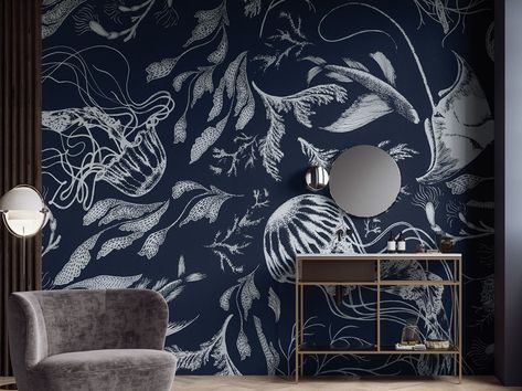 Download the catalogue and request prices of Sealife By tecnografica, tropical wallpaper, art collections Collection Tattoo Mural, Barn Rum, Sealife Art, Africa House, Sea Life Artwork, Ocean Mural, Deco Marine, Sea Life Art, Fish Wallpaper