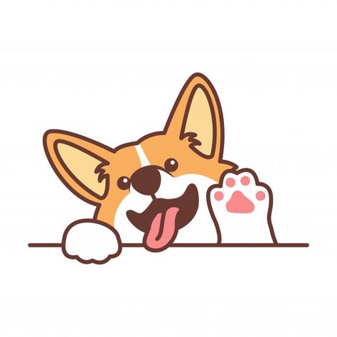 Cute welsh corgi dog waving paw cartoon | Premium Vector #Freepik #vector #baby #dog #character #cartoon Paw Cartoon, Corgi Cartoon, Corgi Face, Animal Paws, Cute Corgi Puppy, Dog Animation, Welsh Corgi Puppies, Corgi Funny, Dog Meet