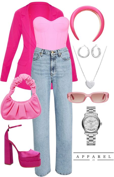 Barbie Outfit Spirt Week, Simple Barbie Outfit Ideas, Barbie Day Outfit, Barbie Outfits For School Spirit Week, Barbie Spirit Day Outfit, Barbie Spirit Week Outfit, Different Barbie Outfits, Barbie Outfit Ideas For Women Casual, Barbie Vibes Outfit