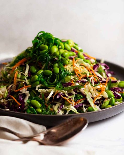 Japanese Slaw – Chargrill Charlie's Copycat | RecipeTin Eats Japanese Slaw, Creamy Avocado Dressing, Green Bean Salads, Recipetin Eats, Recipe Tin, Honey Garlic Chicken, Think Food, Idee Pasto Sano, Seaweed Salad