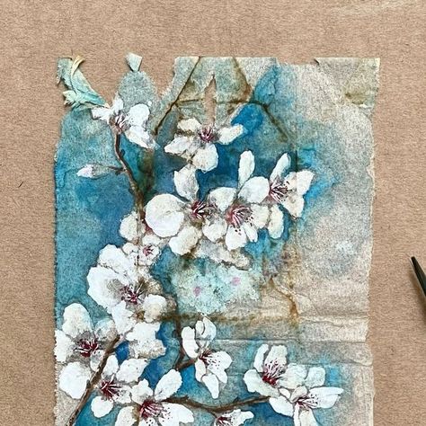 Ruby Silvious on Instagram: "Printemps en Provence. #spring #sakura #provence #printemps #aquarelle #hyerestourisme #hyeres" Ruby Silvious, Sakura Painting, Dry Leaf Art, Tea Journal, Used Tea Bags, Matisse Cutouts, Tea Bag Art, Drawing Journal, Upcycled Art